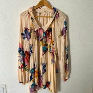 Free People Floral Blousey Tunic Button Down